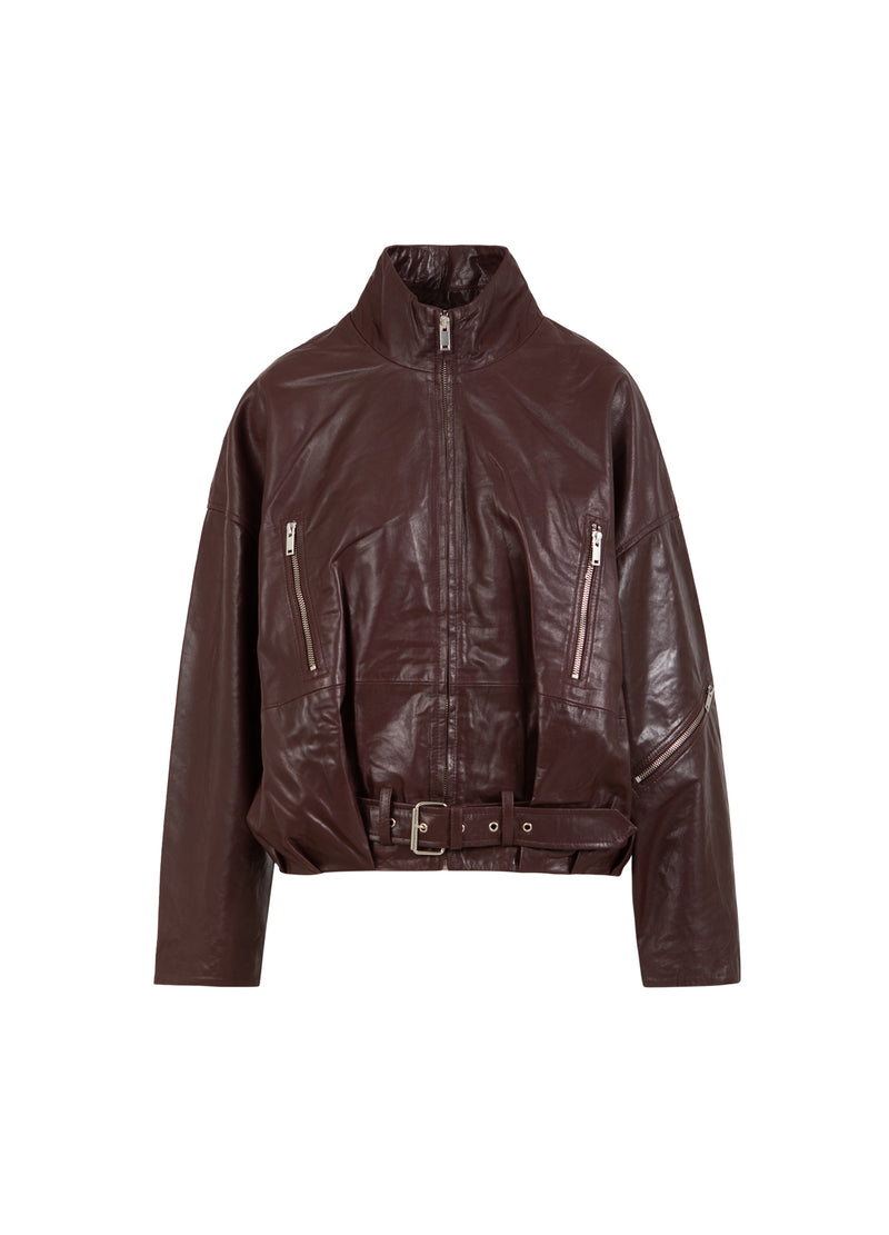 Coster Copenhagen LÄDER BOMBERJACKA Outerwear Bordeaux - 653