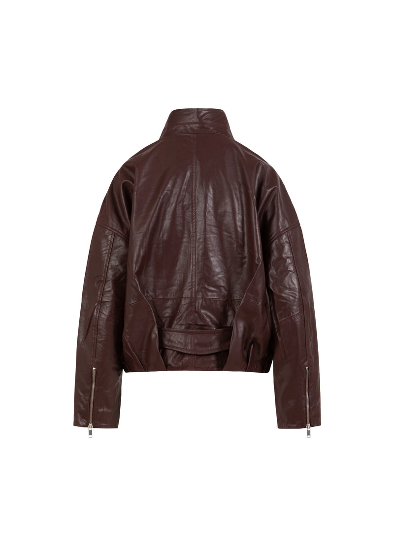 Coster Copenhagen LÄDER BOMBERJACKA Outerwear Bordeaux - 653