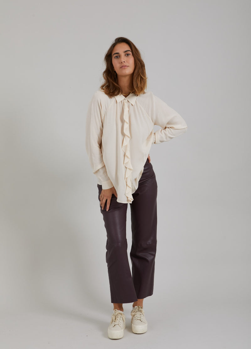 Coster Copenhagen LÄDER LEGGINGS M. UTVIDGADE BEN - MYNTE PASSFORM Pants Bordeaux - 653