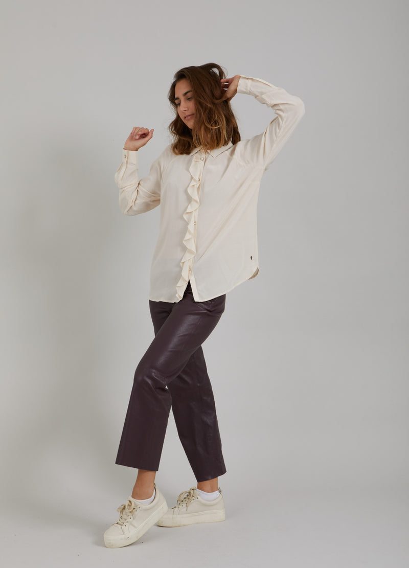 Coster Copenhagen LÄDER LEGGINGS M. UTVIDGADE BEN - MYNTE PASSFORM Pants Bordeaux - 653