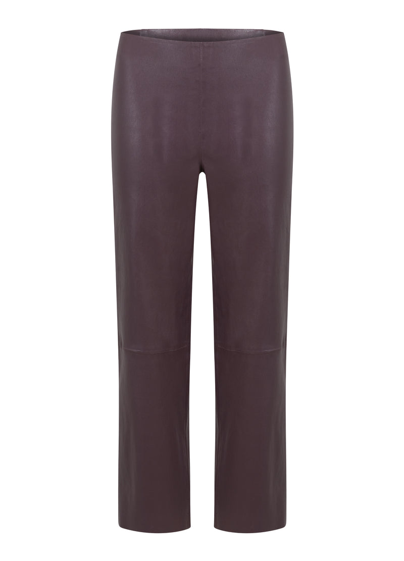 Coster Copenhagen LÄDER LEGGINGS M. UTVIDGADE BEN - MYNTE PASSFORM Pants Bordeaux - 653