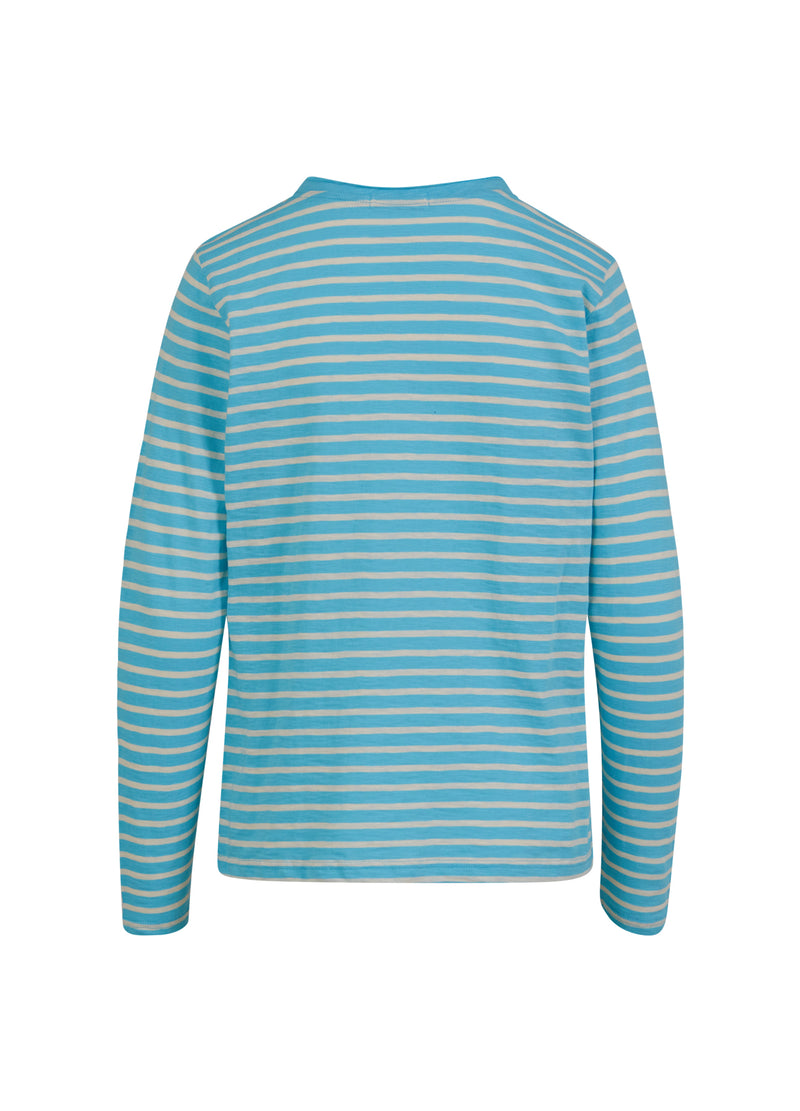 Coster Copenhagen LÅNG T-SHIRT MED RAND T-Shirt Aqua blue/creme stripe - 584