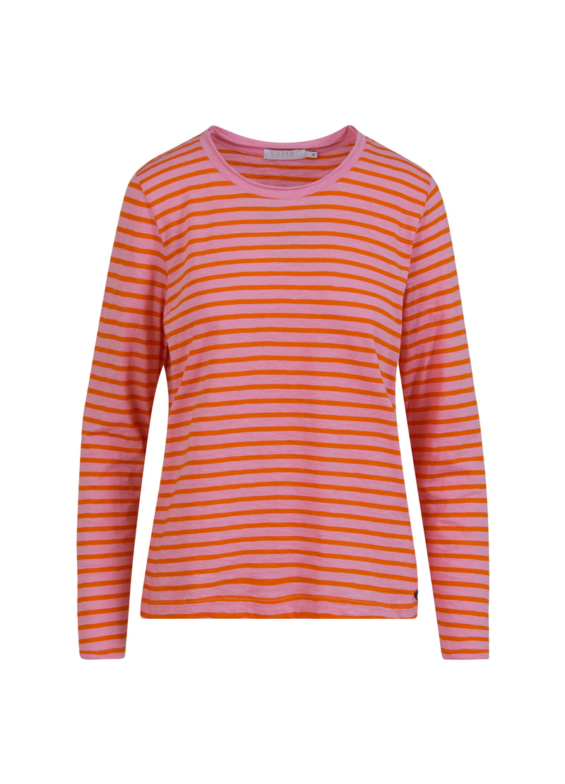 Coster Copenhagen LÅNG T-SHIRT MED RAND T-Shirt Baby pink/mandarin stripe - 666