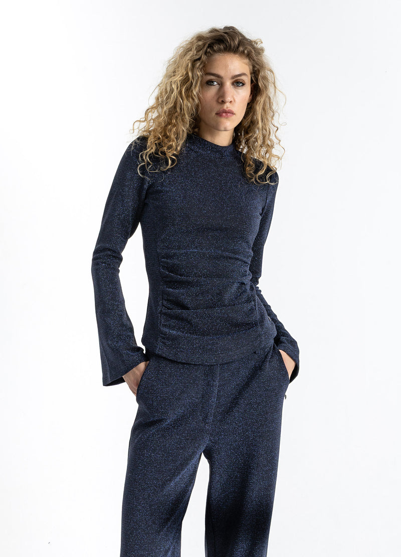 Coster Copenhagen LUREX-BLOUS MED BRED KRAGE Shirt/Blouse Eclipse blue - 555