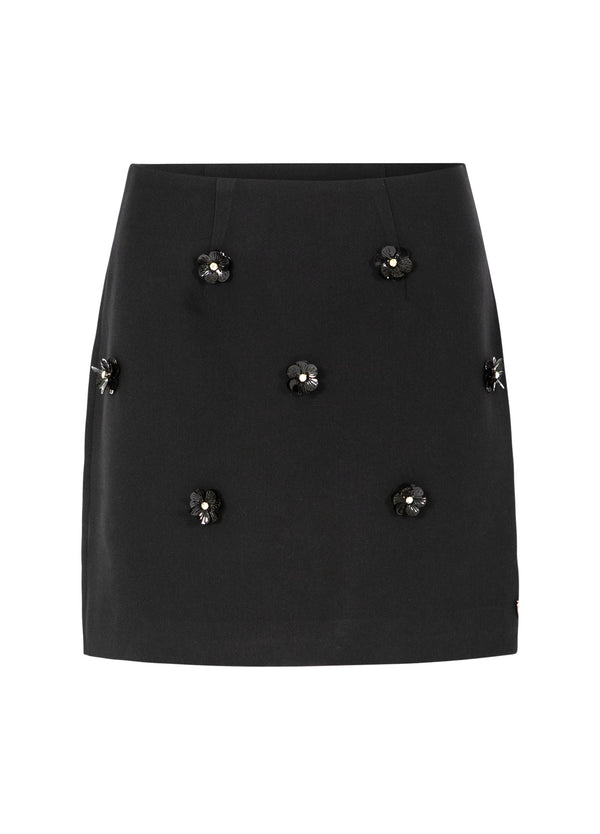 Coster Copenhagen MINIKJOL MED BLOMMOR Skirt Black - 100