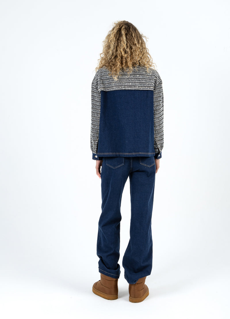 Coster Copenhagen MIX JACQUARD JACKA Outerwear Denim/ jaquard mix - 577