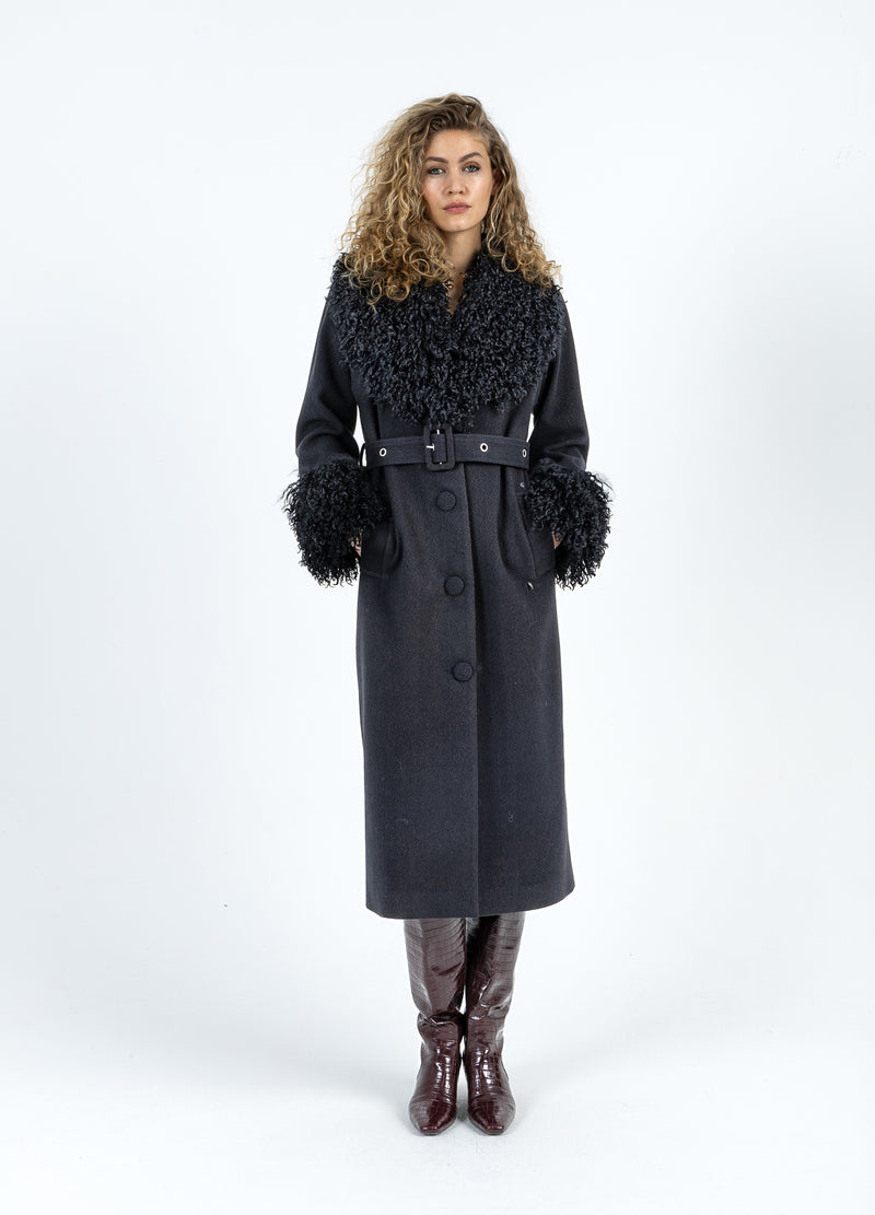 Coster Copenhagen MJUK KAPPA MED PÄLSDETALJ Outerwear Black - 100