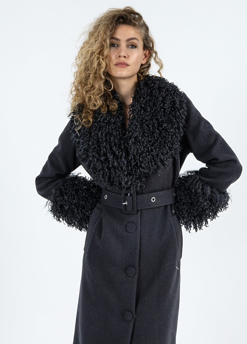 Coster Copenhagen MJUK KAPPA MED PÄLSDETALJ Outerwear Black - 100