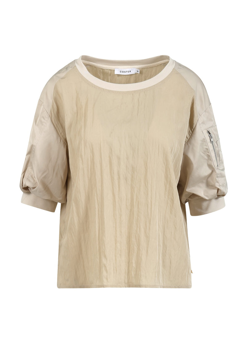 Coster Copenhagen NYLON TOPP MED BOMBERÄRMAR Shirt/Blouse Desert sand - 329