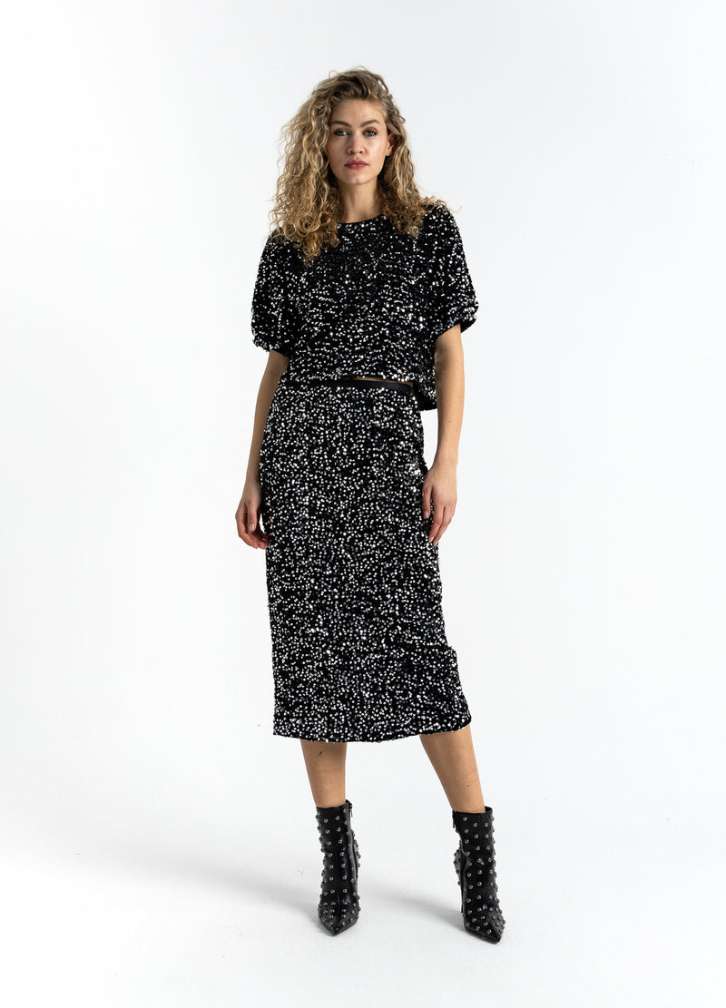 Coster Copenhagen PALJETTJACKA MED BAND Blazer Black/ silver - 184