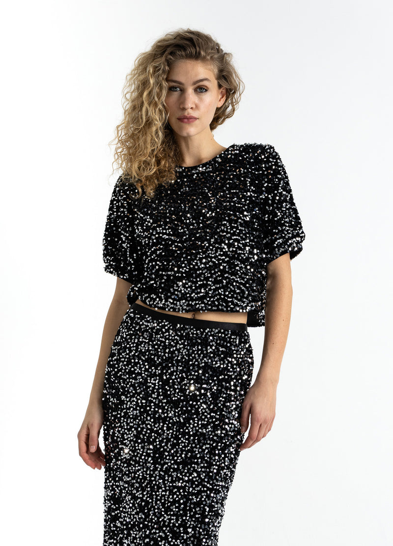 Coster Copenhagen PALJETTJACKA MED BAND Blazer Black/ silver - 184