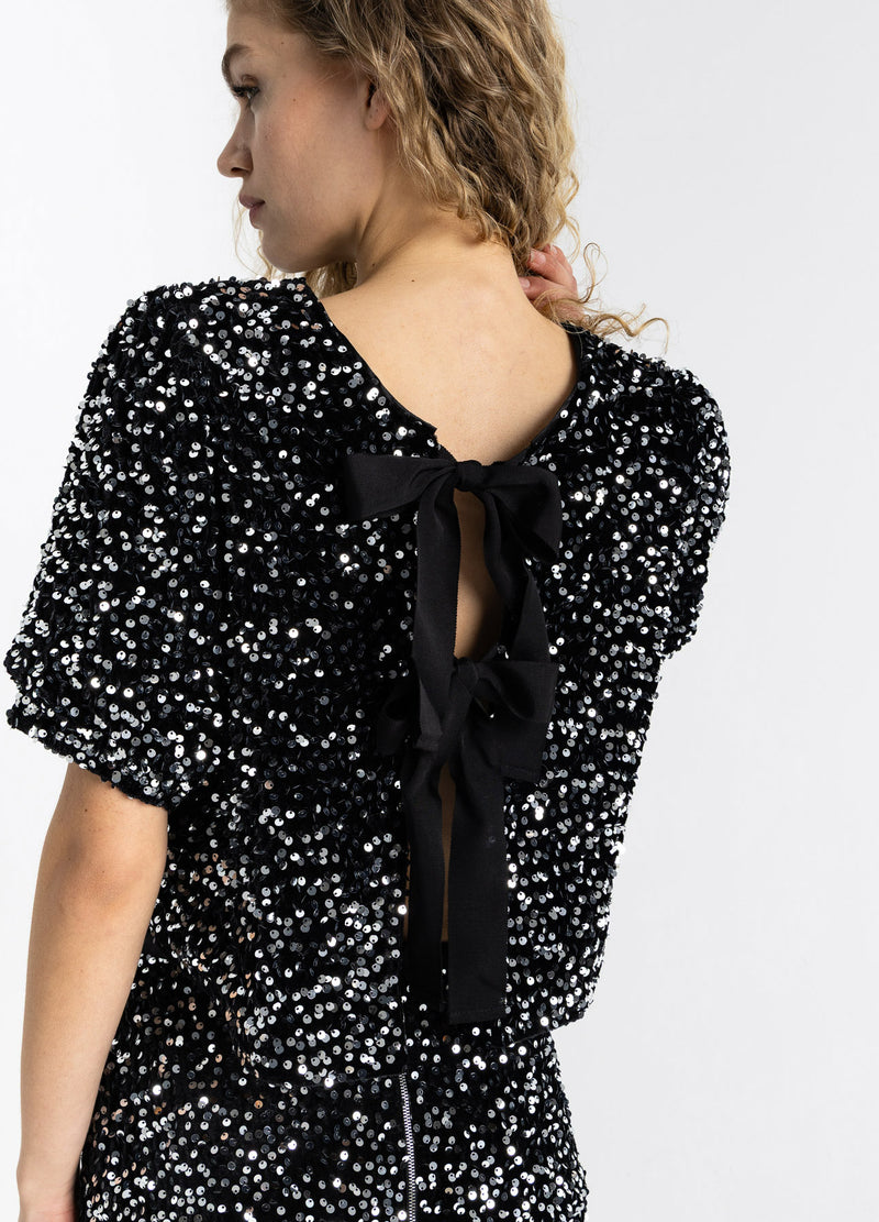 Coster Copenhagen PALJETTJACKA MED BAND Blazer Black/ silver - 184