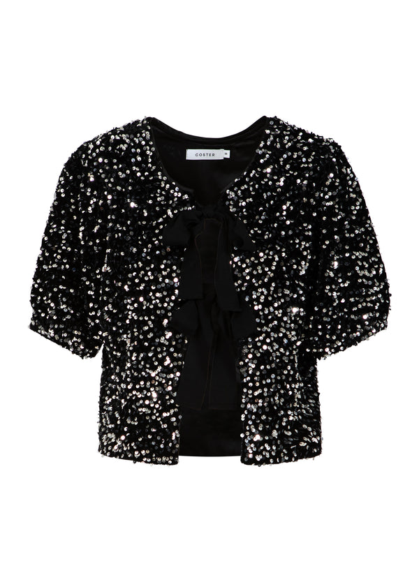 Coster Copenhagen PALJETTJACKA MED BAND Blazer Black/ silver - 184