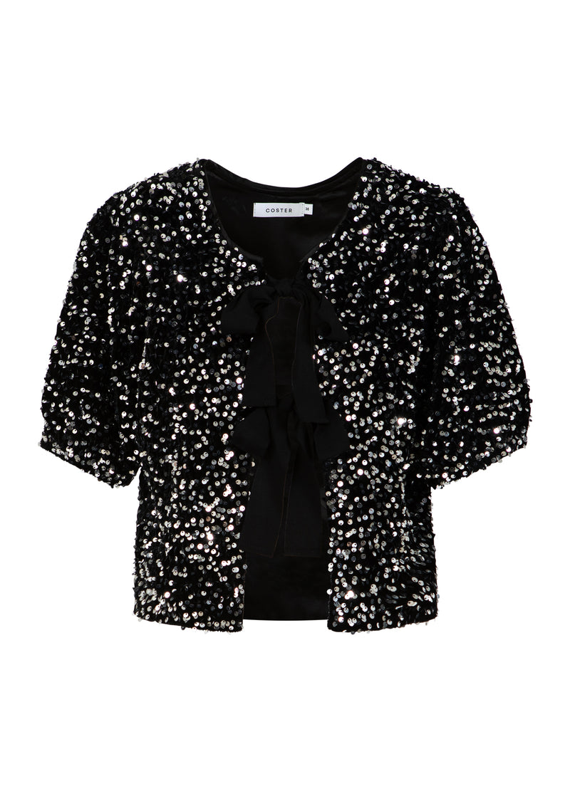 Coster Copenhagen PALJETTJACKA MED BAND Blazer Black/ silver - 184