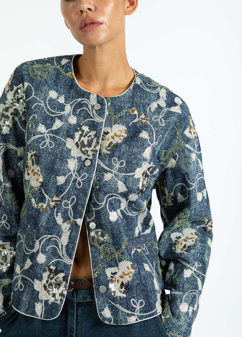 Coster Copenhagen PALJETTJEANSJACKA Blazer Denim sequins - 594