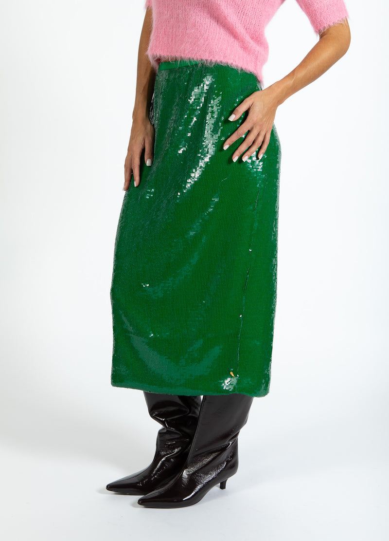 Coster Copenhagen PALJETTKJOL Skirt Lush green - 444