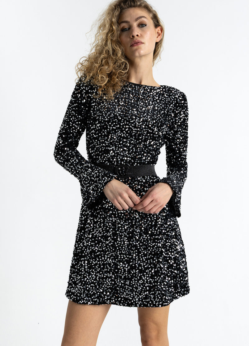 Coster Copenhagen PALJETTKLÄNNING Dress Black/ silver - 184