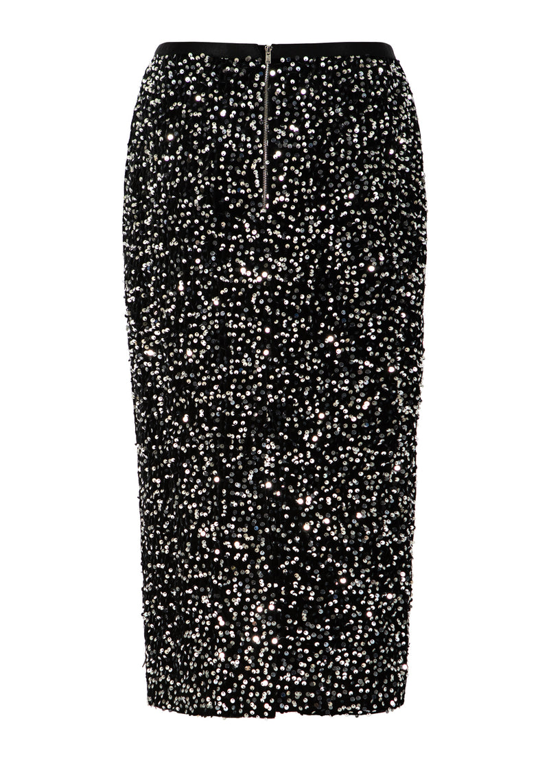Coster Copenhagen PALJETTROCK Skirt Black/ silver - 184
