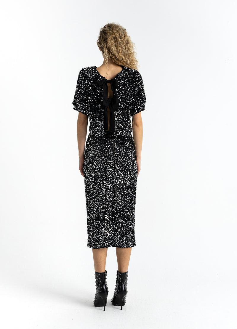 Coster Copenhagen PALJETTROCK Skirt Black/ silver - 184