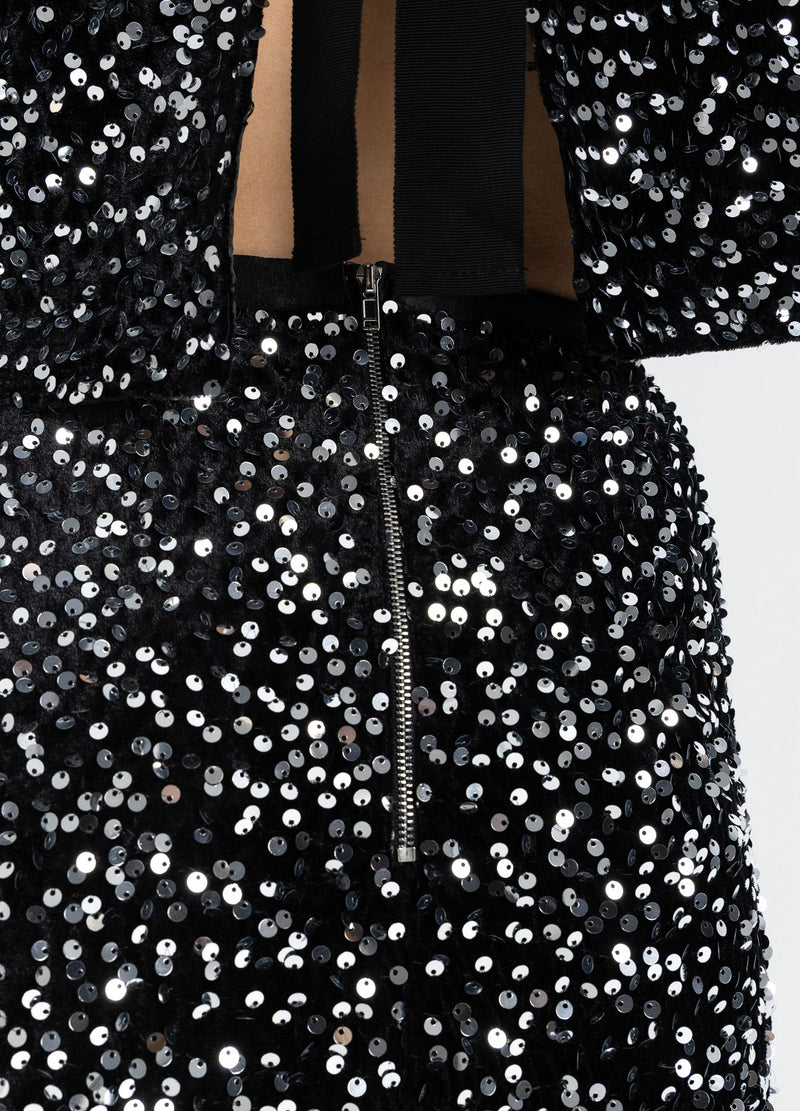 Coster Copenhagen PALJETTROCK Skirt Black/ silver - 184