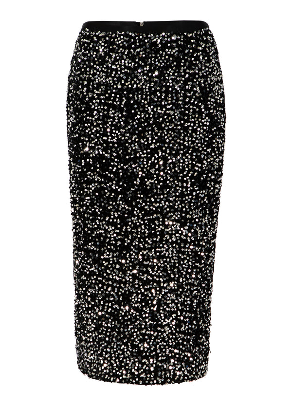 Coster Copenhagen PALJETTROCK Skirt Black/ silver - 184