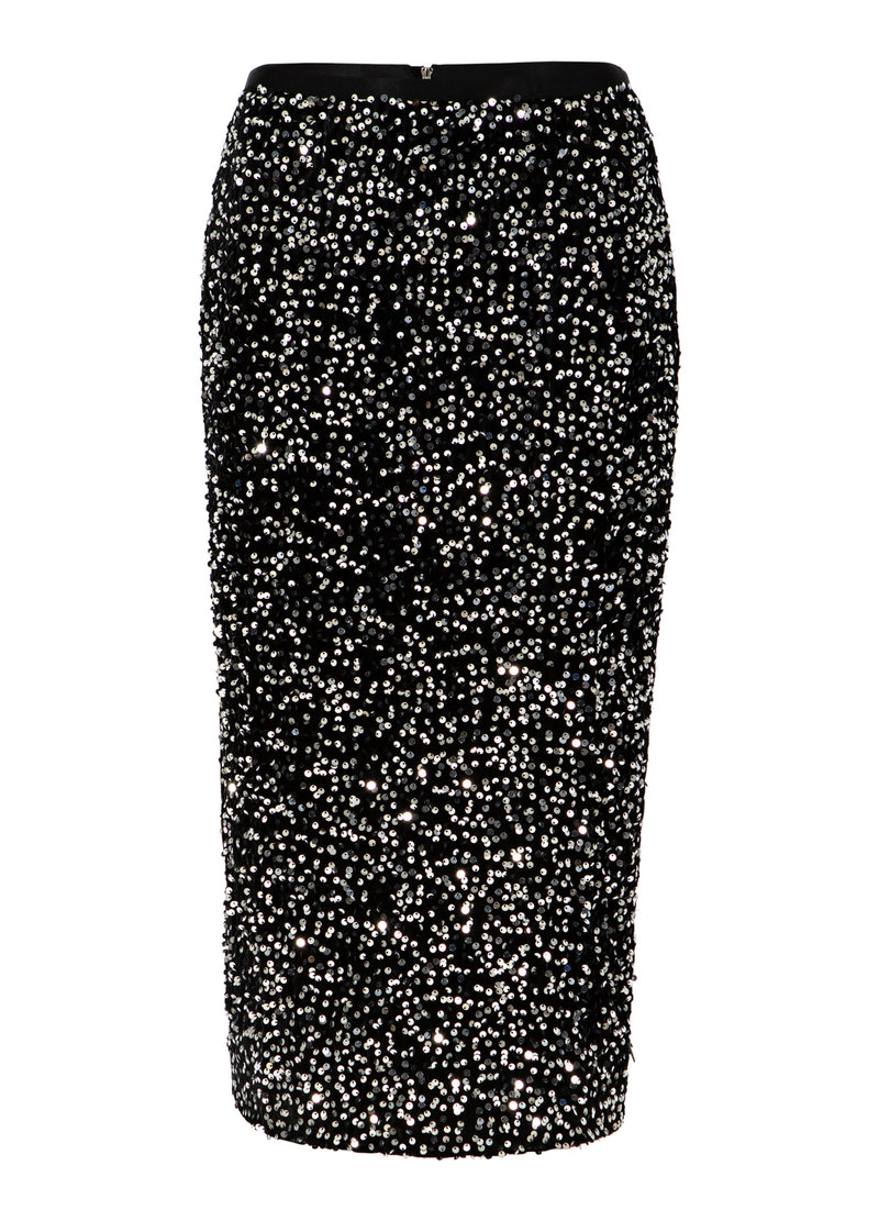 Coster Copenhagen PALJETTROCK Skirt Black/ silver - 184