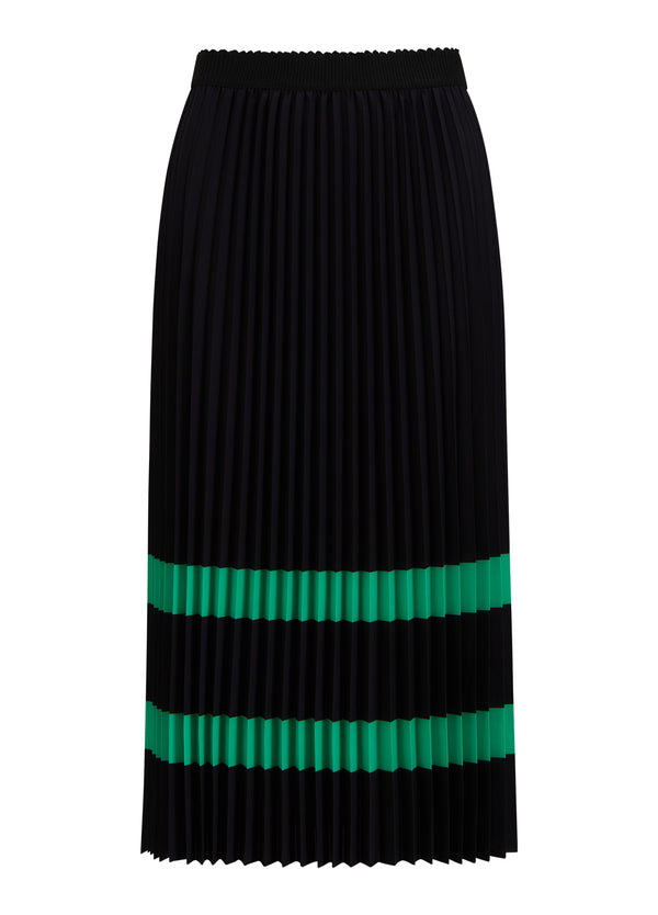 Coster Copenhagen PLISSERAD KJOL MED RÄNDER Skirt Black green stripe - 108