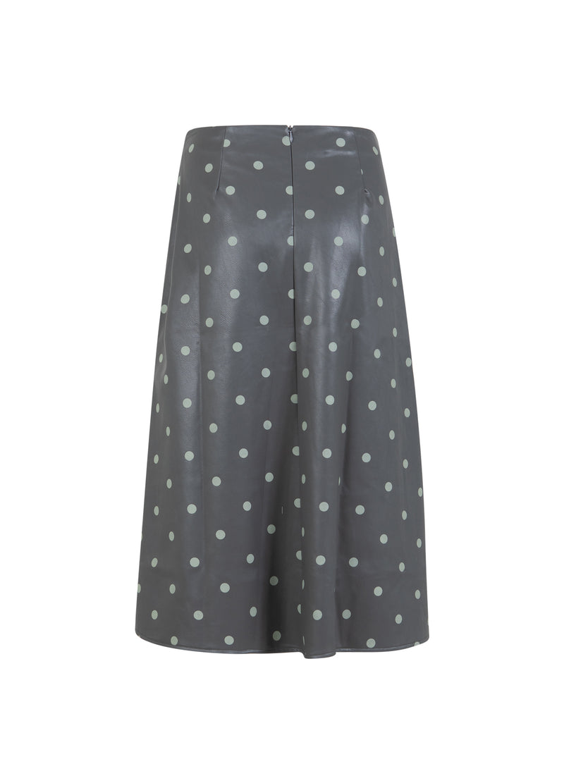 Coster Copenhagen PU-KJOL Skirt Grey/green dots - 157