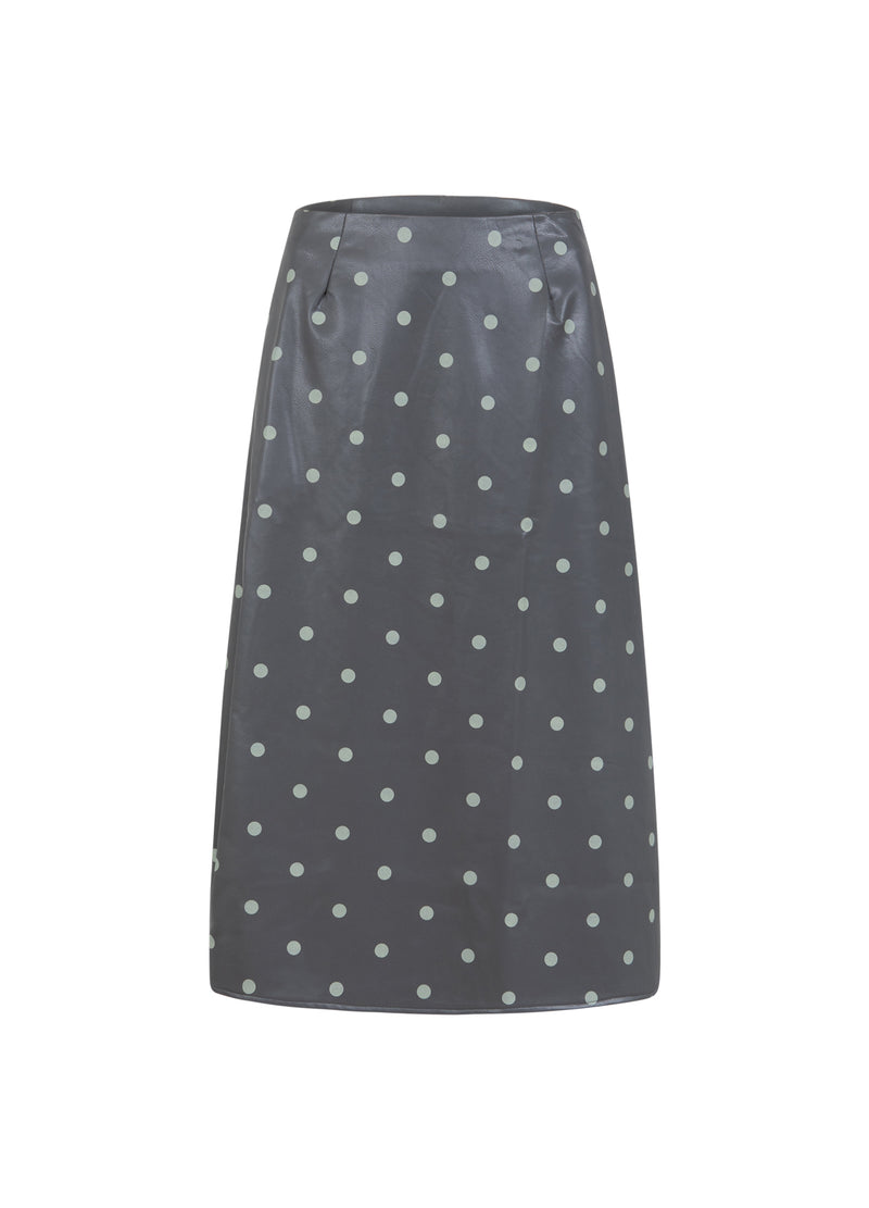 Coster Copenhagen PU-KJOL Skirt Grey/green dots - 157