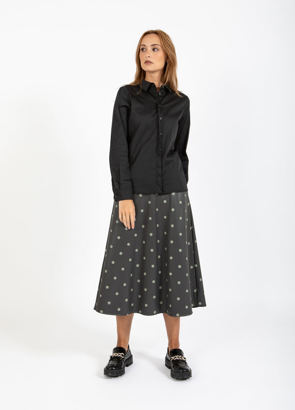 Coster Copenhagen PU-KJOL Skirt Grey/green dots - 157