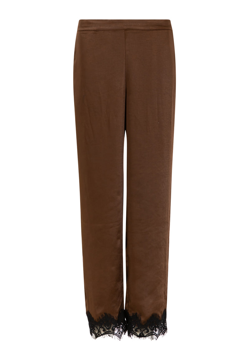 Coster Copenhagen Pants with lace detail Pants Dark Brown - 335