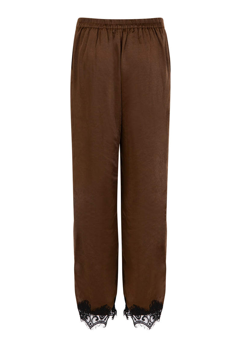 Coster Copenhagen Pants with lace detail Pants Dark Brown - 335