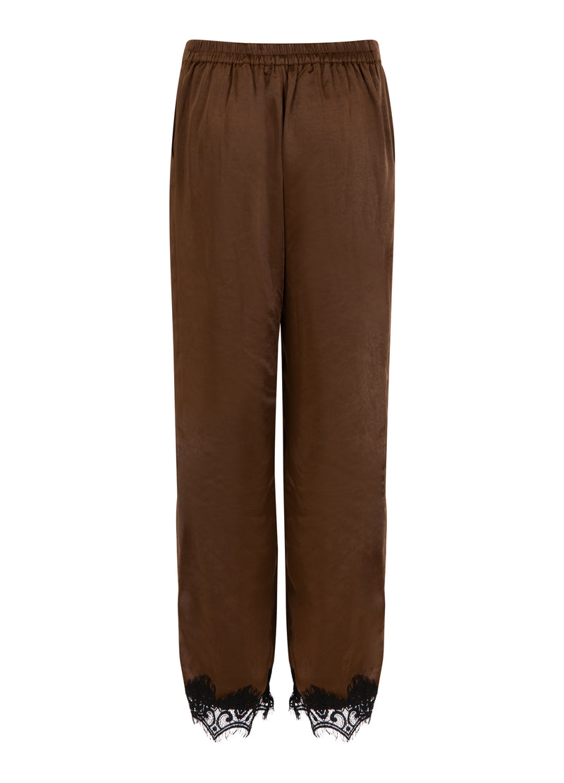 Coster Copenhagen Pants with lace detail Pants Dark Brown - 335