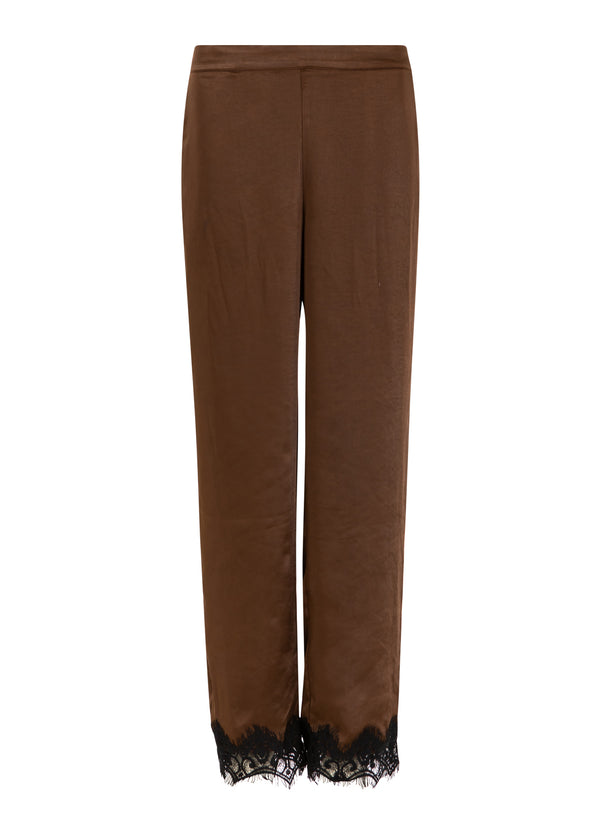 Coster Copenhagen Pants with lace detail Pants Dark Brown - 335