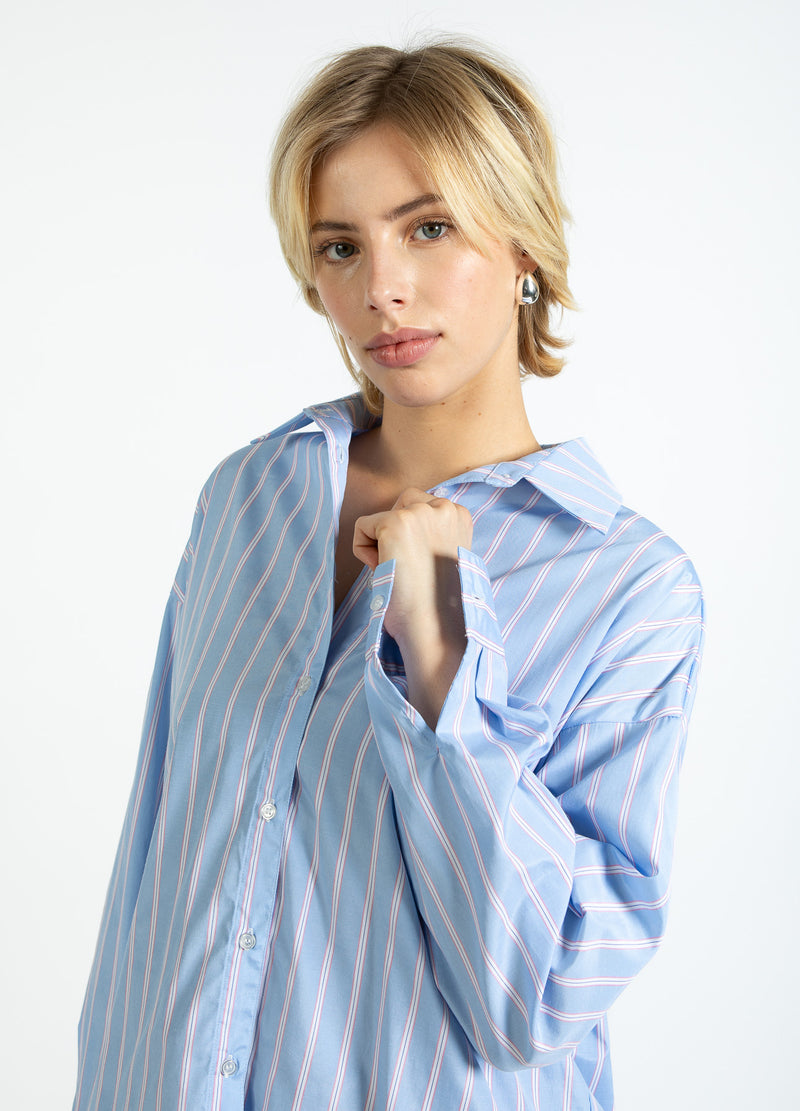 Coster Copenhagen RANIG SKJORTA Shirt/Blouse Light blue/pink stripe - 525