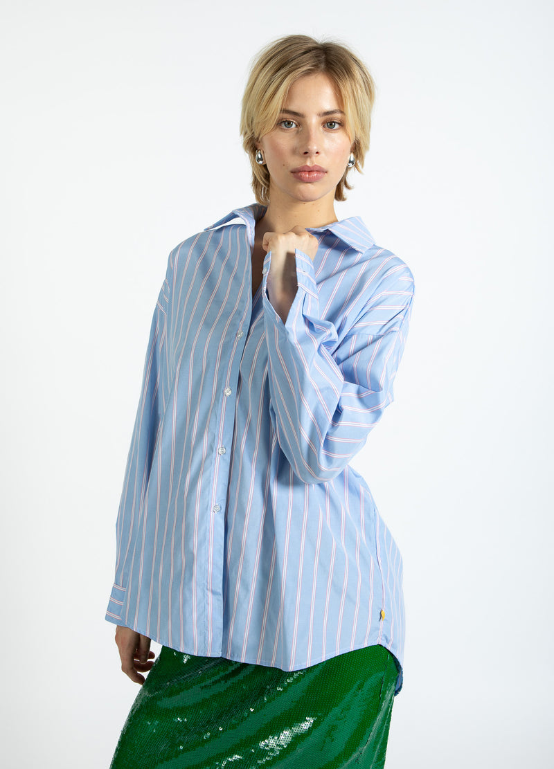 Coster Copenhagen RANIG SKJORTA Shirt/Blouse Light blue/pink stripe - 525