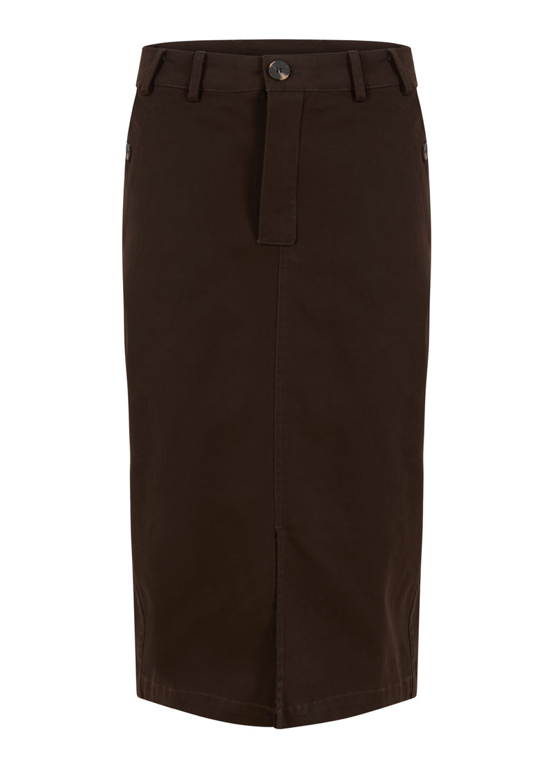 Coster Copenhagen SAFARIRKJOL Skirt Dark Brown - 335