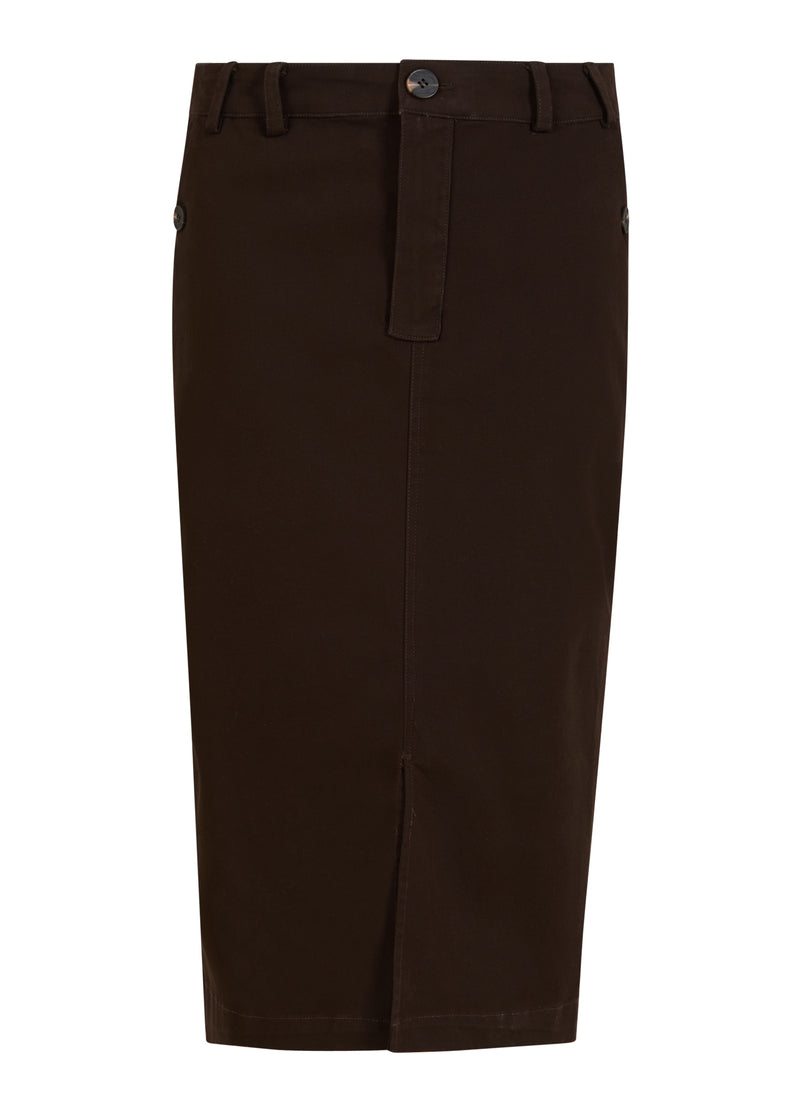 Coster Copenhagen SAFARIRKJOL Skirt Dark Brown - 335