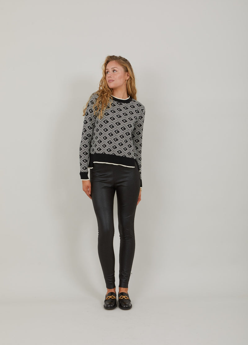 Coster Copenhagen   SCUBA LEGGINGS - MYNTE PASSFORM Pants Black houndtooth print - 189