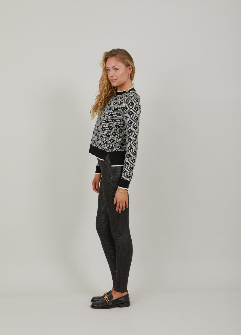Coster Copenhagen   SCUBA LEGGINGS - MYNTE PASSFORM Pants Black houndtooth print - 189
