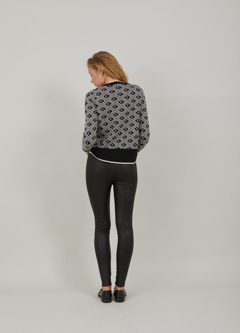 Coster Copenhagen   SCUBA LEGGINGS - MYNTE PASSFORM Pants Black houndtooth print - 189