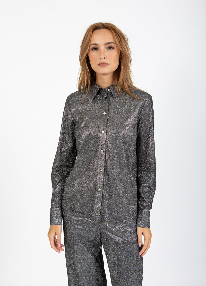 Coster Copenhagen SKIMMER LUREX SKJORTA Shirt/Blouse Silver/black - 204