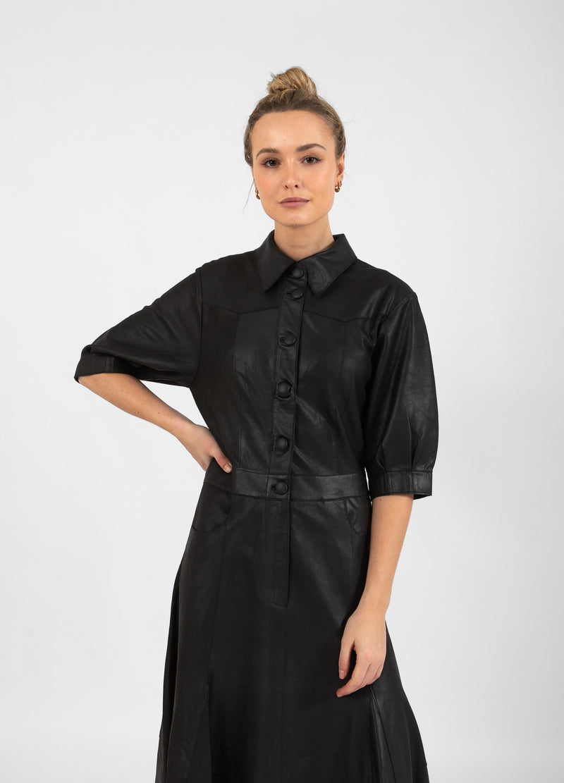 Coster Copenhagen SKINNKLÄNNING MED PLACKET Dress Black - 100