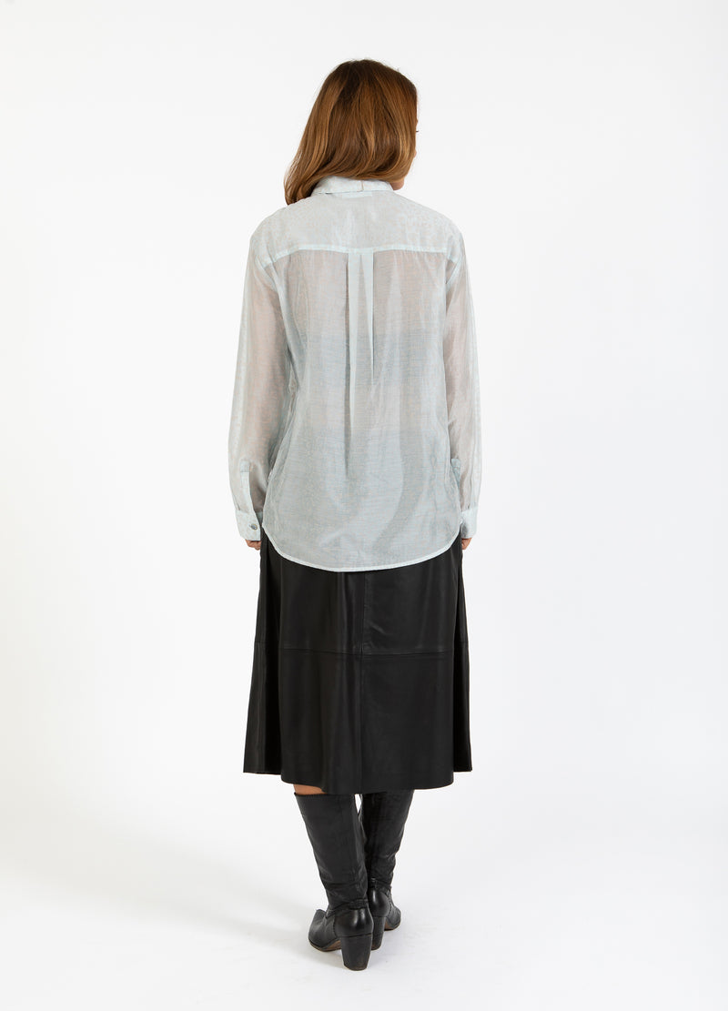 Coster Copenhagen SKJORTA I LEOPARDTRYCK Shirt/Blouse Light blue / peech leo - 936