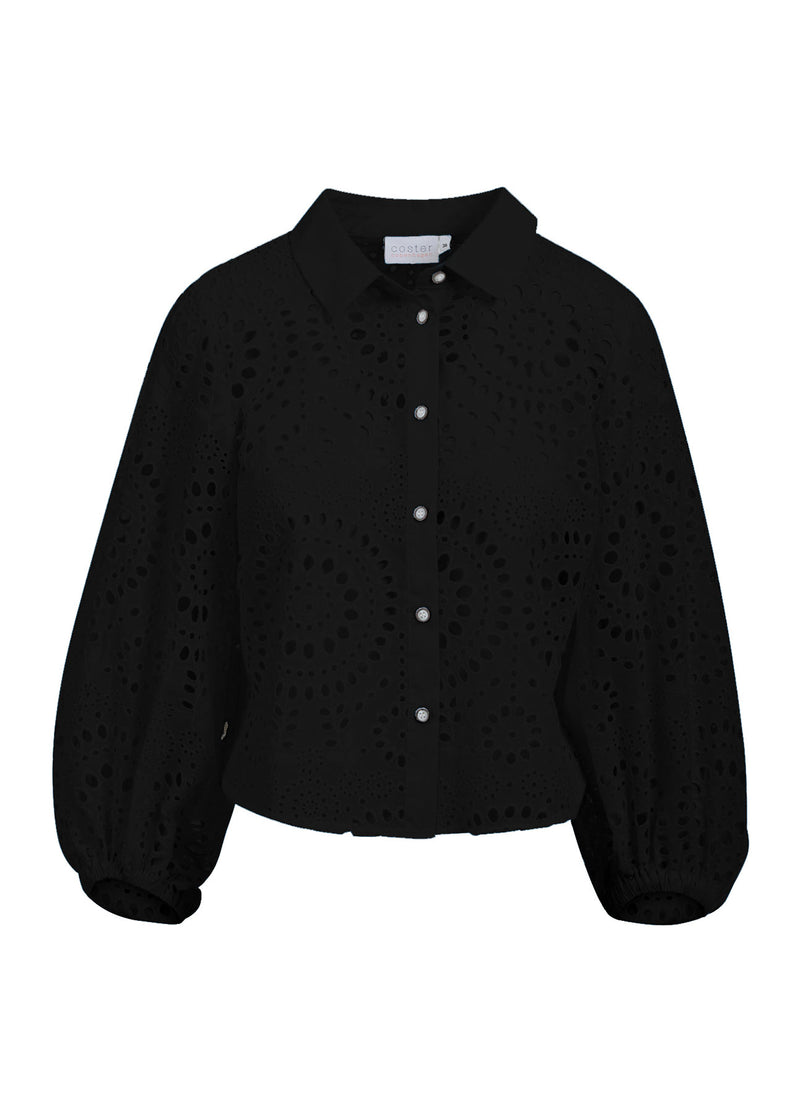Coster Copenhagen SKJORTA M. BRODERI ANGLAISE Shirt/Blouse Black - 100