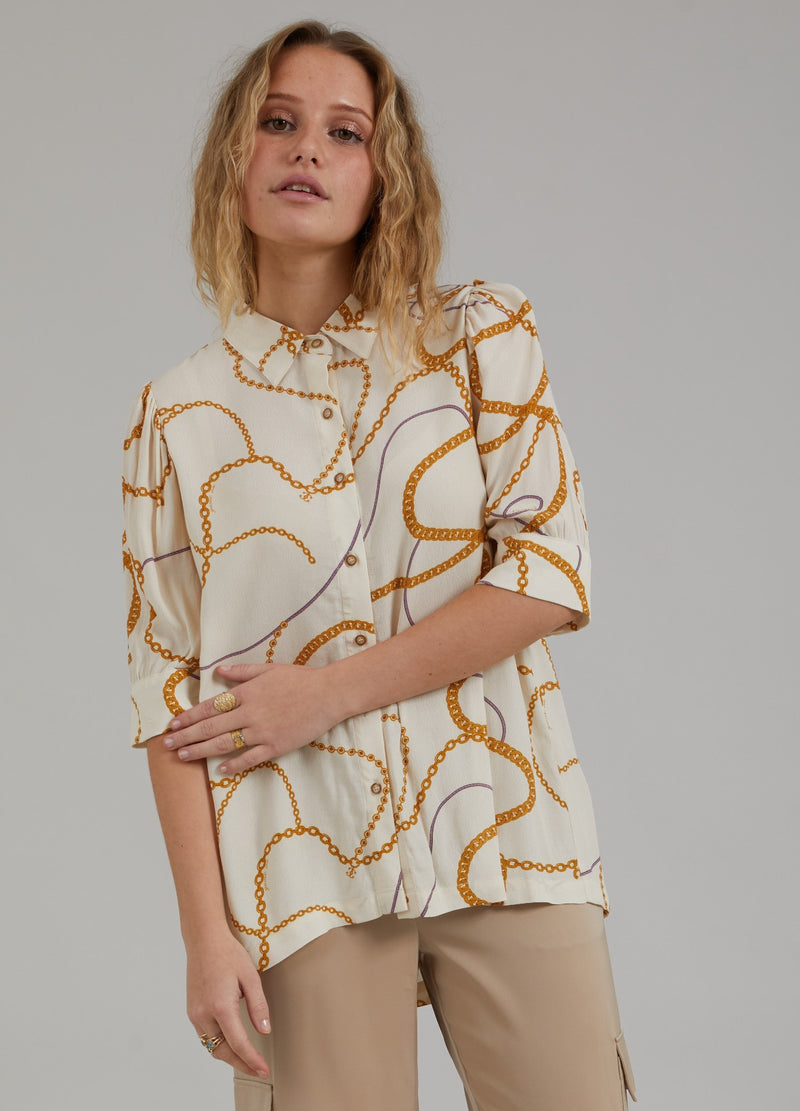 Coster Copenhagen  SKJORTA M. KEDJE-TRYCK OCH 3/4-ÄRMAR Shirt/Blouse Chain print - 906