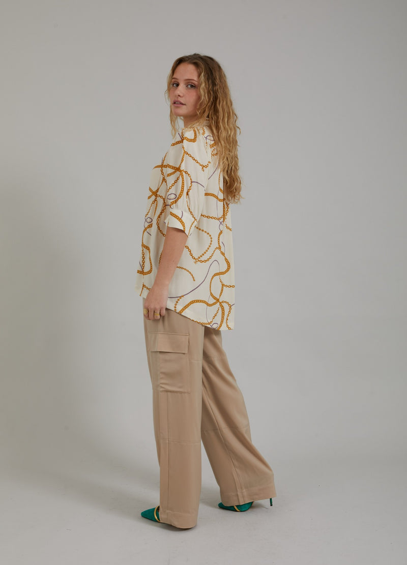 Coster Copenhagen  SKJORTA M. KEDJE-TRYCK OCH 3/4-ÄRMAR Shirt/Blouse Chain print - 906