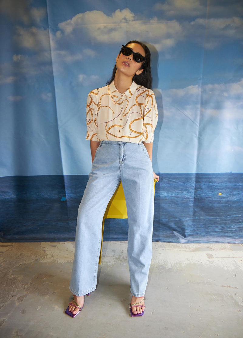 Coster Copenhagen  SKJORTA M. KEDJE-TRYCK OCH 3/4-ÄRMAR Shirt/Blouse Chain print - 906