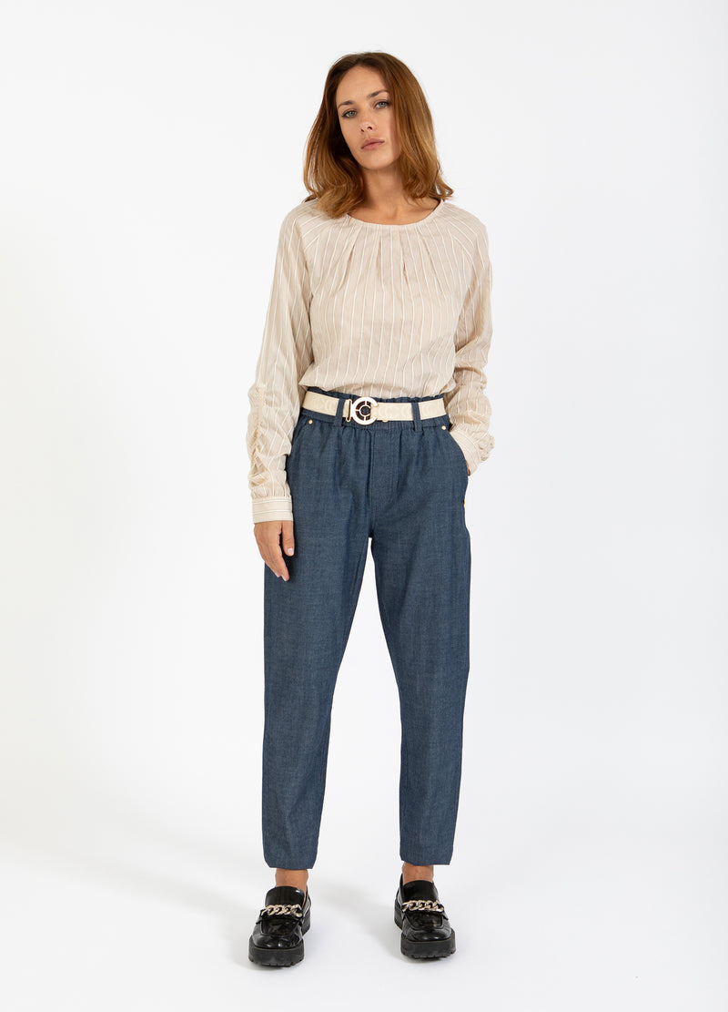 Coster Copenhagen SKJORTA MED RESÅR PÅ ÄRMARNA Shirt/Blouse Vanilla white stripe - 989