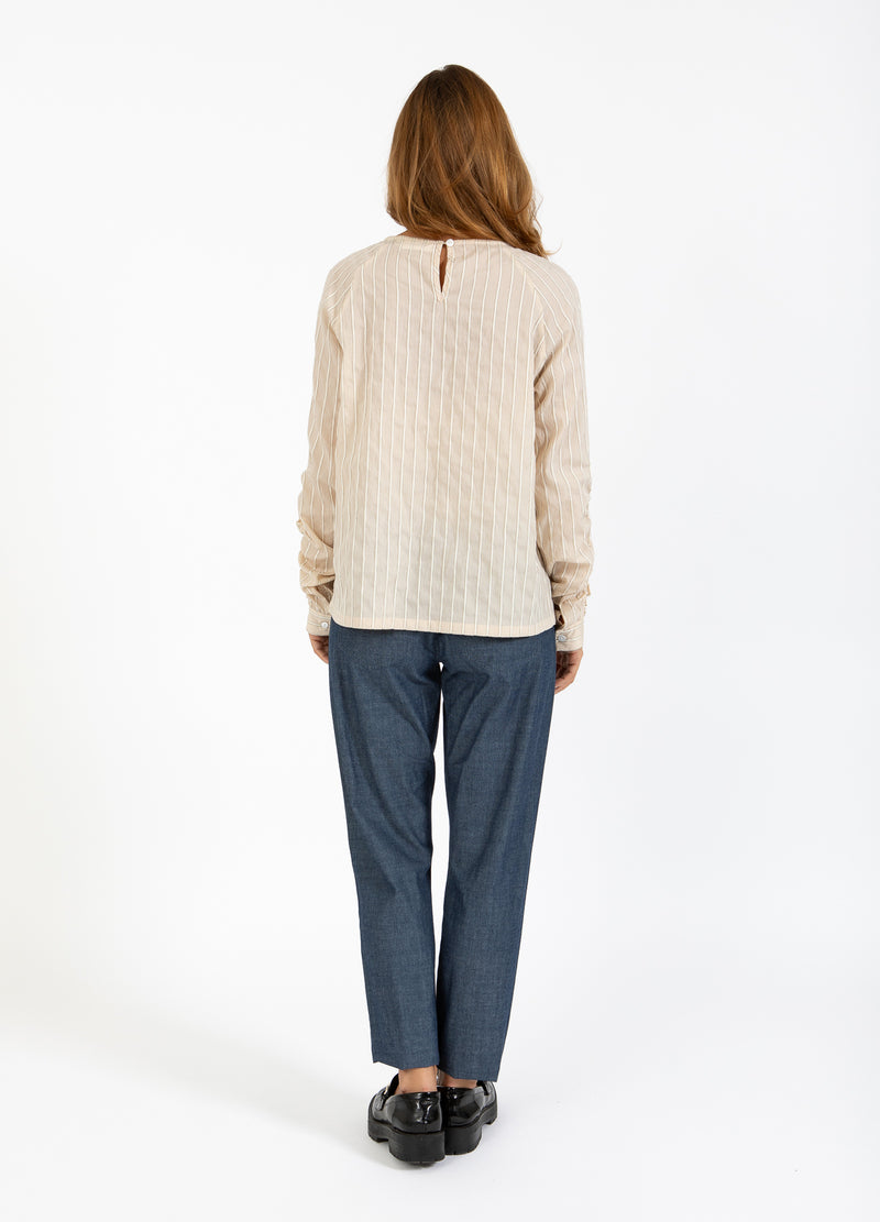 Coster Copenhagen SKJORTA MED RESÅR PÅ ÄRMARNA Shirt/Blouse Vanilla white stripe - 989